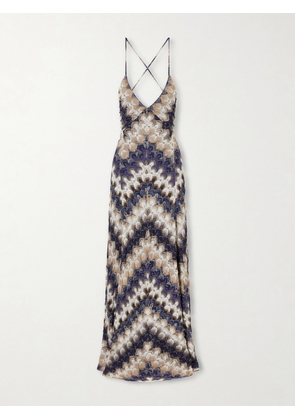 Missoni - Striped Metallic Crochet-knit Maxi Dress - Blue - IT38,IT40,IT42,IT44,IT46,IT48