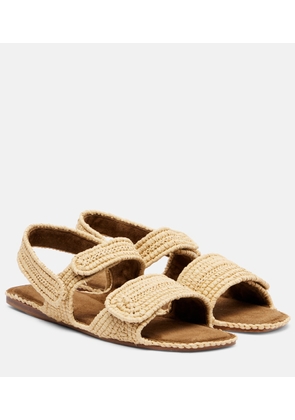 Khaite Boden leather-trimmed raffia sandals