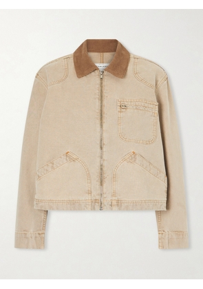 SLVRLAKE - Harley Corduroy-trimmed Cotton-canvas Jacket - Neutrals - x small,small,medium,large