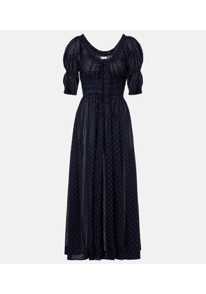 Doen Ischia gathered polka-dot cotton midi dress