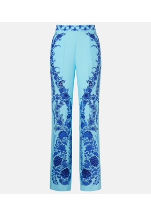 Etro Floral silk straight pants
