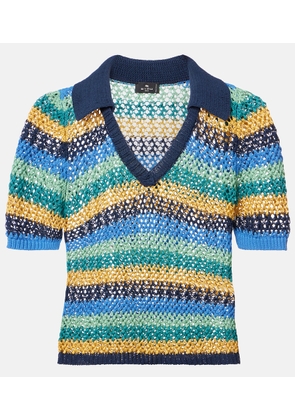 Etro Knitted striped cotton-blend crop top