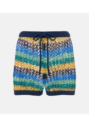 Etro Crochet striped cotton-blend shorts