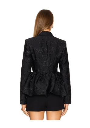 ROTATE Jacquard Draped Blazer in Black. Size 34. Also in 32.