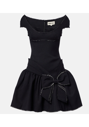 Shushu/Tong Bow-detail distressed tweed minidress