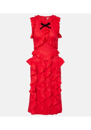 Shushu/Tong Bow-detail ruffled linen midi dress