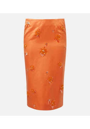 Shushu/Tong Embellished linen and silk slip skirt