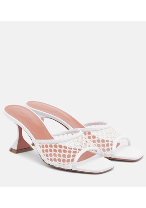 Amina Muaddi Lupita leather-trimmed mesh mules