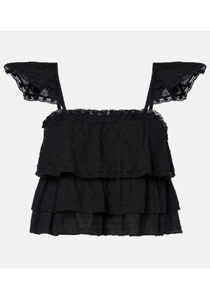 Poupette St Barth Anya ruffled cotton crop top