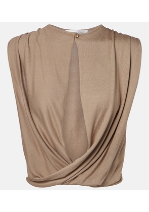 Aya Muse Esme cutout draped silk-blend crop top