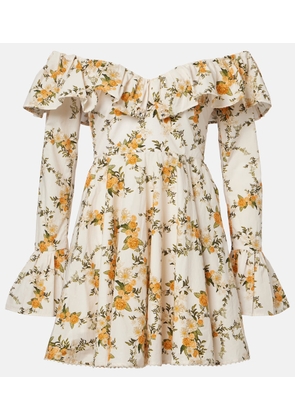 Agua by Agua Bendita Verso off-shoulder floral cotton minidress