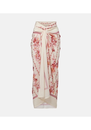 Agua by Agua Bendita Lavanda floral cotton and silk beach cover-up