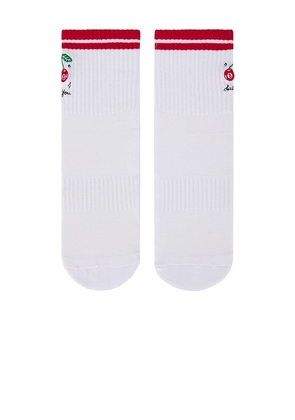 Souls. Lucky You Grip Socks in White,Red. Size S/M. Also in M/L.