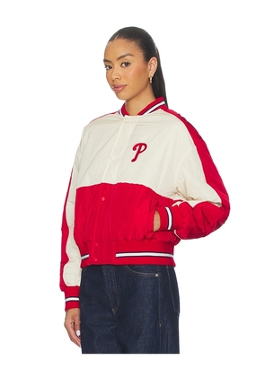 Terez x REVOLVE Phillies Crop Bomber in Red,White. Size S. Also in XXS, XS.