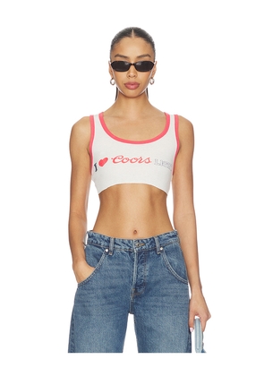 The Laundry Room I Heart Coors Light Super Crop Rib Tank Top in White. Size S. Also in XS, M, L, XL.