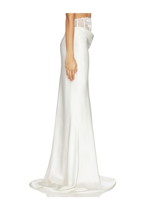 SAU LEE Lila Satin Skirt in Ivory. Size 2. Also in 4, 12.