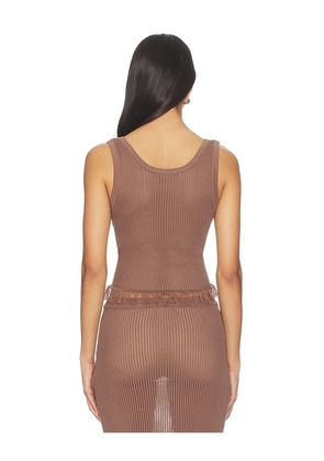 SNDYS Priya Crochet Top in Brown. Size S. Also in L, M, XS.