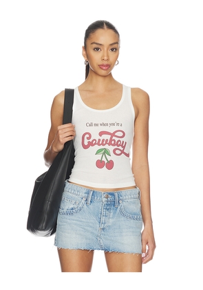 The Laundry Room Call Me Cowboy Rib Tank Top in White. Size S. Also in XS, M, L, XL.