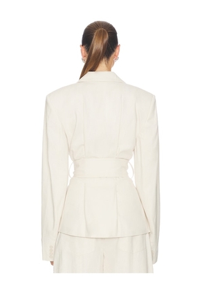 ROTATE Linen Suiting Blazer in Beige. Size 32. Also in 34, 40.