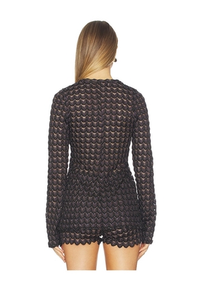 Zuleyha Kuru Eliza Top in Black, Metallic Silver. Size 36. Also in 38, 40, 42.