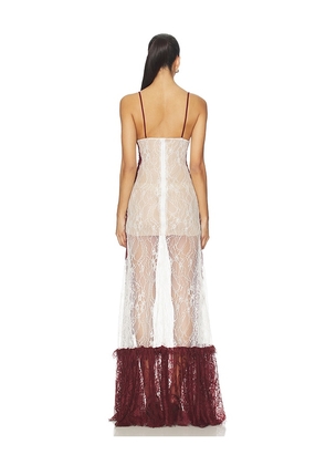 Zuleyha Kuru Uma Dress in Cream,Burgundy. Size 36. Also in 38, 40, 42.