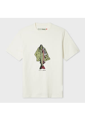 Paul Smith Loves Barbour Paul Smith loves Barbour - Whisper White 'Fishing Jacket' Print T-Shirt