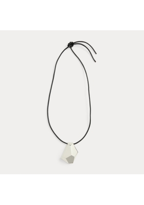 Silver-Tone Geometric Leather Necklace