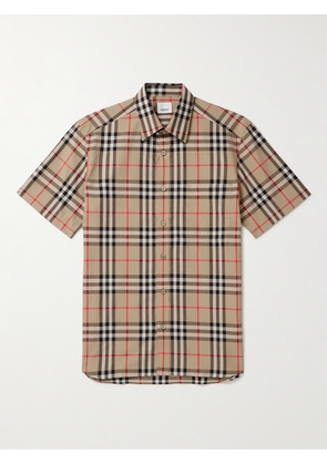 Burberry - Checked Cotton-Poplin Shirt - Men - Neutrals - XS