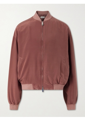 Versace - Ribbed Knit-Trimmed Silk-Poplin Blouson Jacket - Men - Purple - IT 46