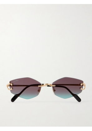 Cartier Eyewear - Squared-Frame Metal Sunglasses - Men - Gold