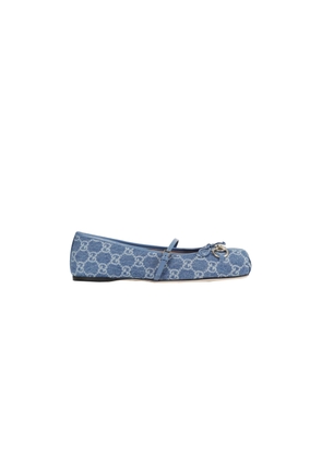 Horsebit Denim Ballet Flats