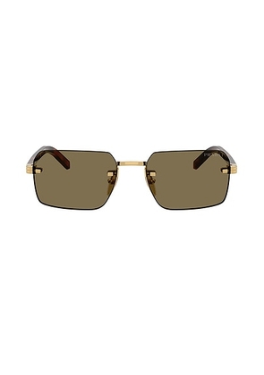 Prada Rectangular Sunglasses in Gold - Metallic Gold. Size all.