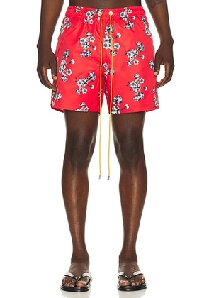 Rhude Turbo Floral Swim Short in Red  White  & Multi - Red. Size S (also in M, L, XL/1X, XXL/2X).