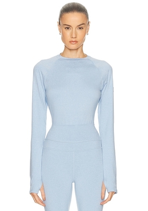 Varley Always Warm Crewneck Base Layer Top in Glacier Marl - Baby Blue. Size XS (also in S, M, L).