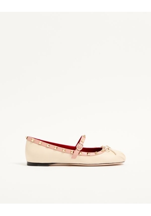 Valentino Garavani Mary-Jane Rockstud Nappa Ballerina 05 mm Woman BUTTER 35