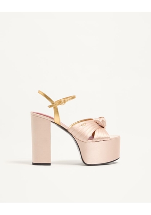 Valentino Garavani Sandal with Crasher Platform In Satin 125mm Woman SKIN/CRYSTAL 35