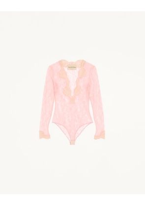 Valentino Stretch Lace Bodysuit Woman PINK L