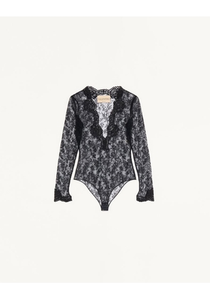 Valentino Stretch Lace Bodysuit Woman BLACK L