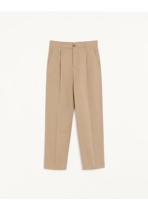 Valentino Valentino Trousers In Cotton Gabardine With VLogo Embroidery Man BEIGE 44