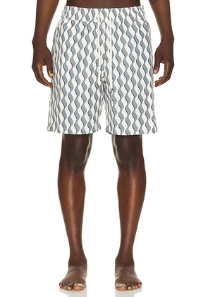 Frescobol Carioca Santos Swim Short in Coastal Blue - White. Size S (also in M, L, XL/1X, XXL/2X).