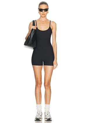 LDMA Taylor Rib Romper in Black - Black. Size XS (also in S, M, L).