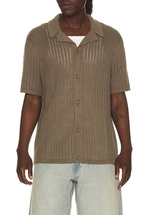 LEVI'S Costa Knit Camp Shirt in Bungee Cord - Brown. Size S (also in M, L, XL/1X).