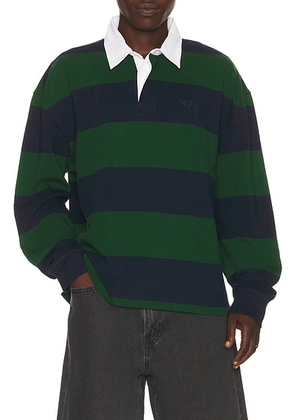 LEVI'S Hudson Boxy Rugby in Ronan Stripe Navy Blazer - Navy,Green. Size S (also in M, L, XL/1X).