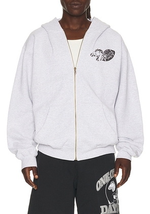 ONE OF THESE DAYS Days Usa Zip Up Hoodie in Heather Grey - Light Grey. Size S (also in M, L, XL/1X, XXL/2X).