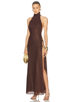 Oseree Lumiere Ring Turtleneck Dress in Chocolate - Chocolate. Size S (also in M, L).
