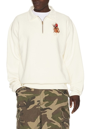 ONE OF THESE DAYS Lasso Sport Quarter Zip in Bone - White. Size S (also in M, L, XL/1X, XXL/2X).