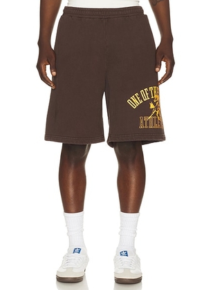 ONE OF THESE DAYS Mustang Athletics Sweat Short in Dark Brown - Brown. Size S (also in M, L, XL/1X, XXL/2X).