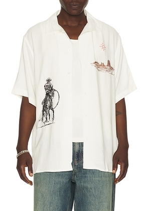 ONE OF THESE DAYS Tomorrow Has Already Spoken Camp Shirt in Bone - Ivory. Size M (also in L, XL/1X, XXL/2X).