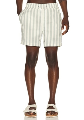 Onia Charles 5 Swim Trunk in Sea Glass & Cream - Blue. Size S (also in M, L, XL/1X).