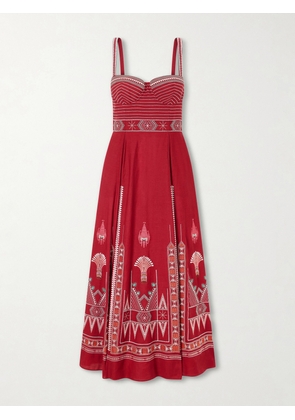 Emporio Sirenuse - Elida Embroidered Linen And Cotton-blend Maxi Dress - IT38,IT40,IT42,IT44,IT46,IT48,IT50